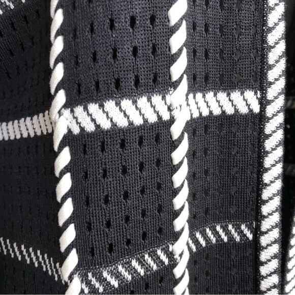 Misook black and white plaid knit open front jacket size Extra Small XS - Picture 5 of 14